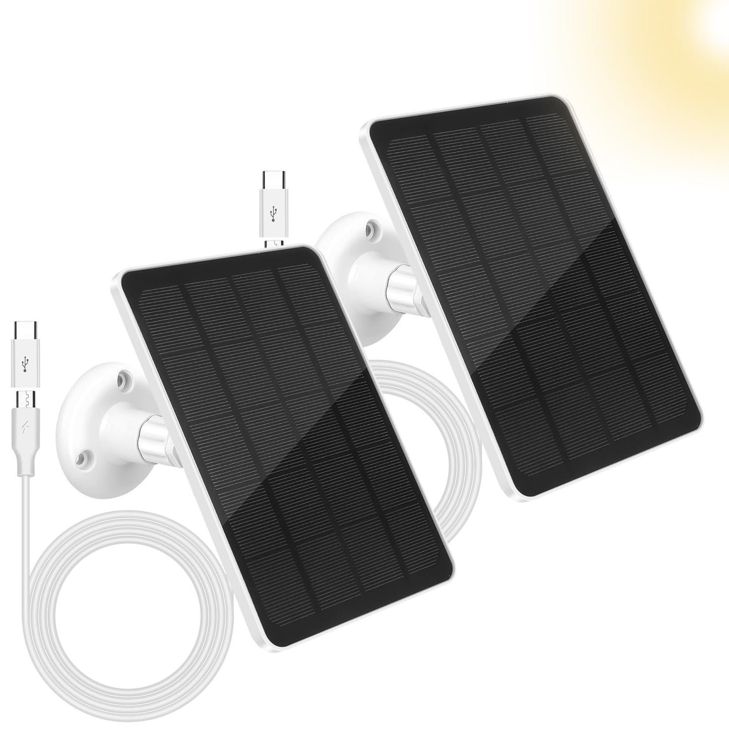 Dual Solar Panel Charger for Outdoor Wireless Security Cameras with Adjustable Mount