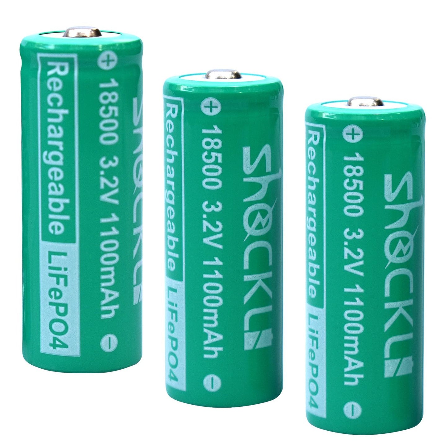 18500 3.2V LiFePO4 Solar Batteries for Outdoor Lights - 1100mAh 3-Pack