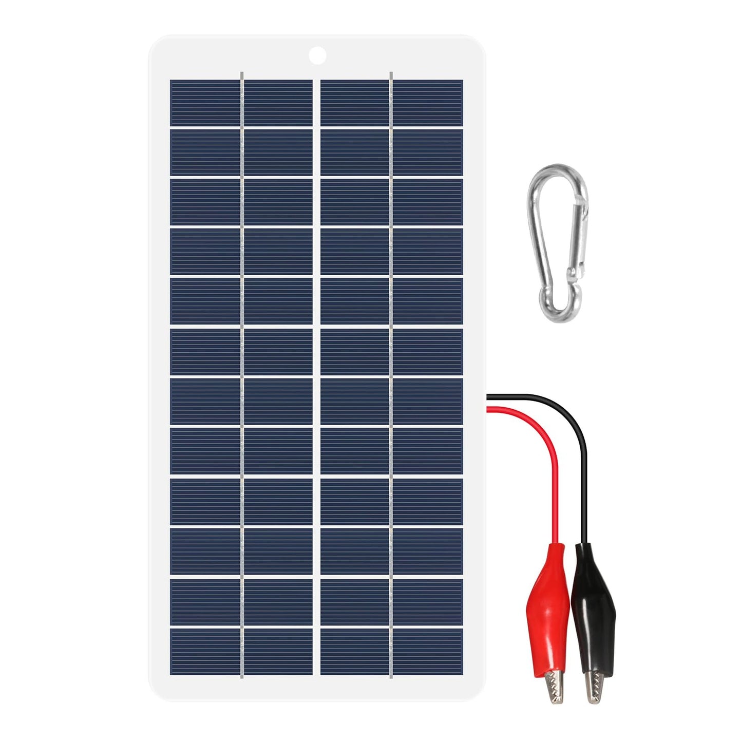 15W Portable Solar Battery Charger with Trickle Charge and Clips