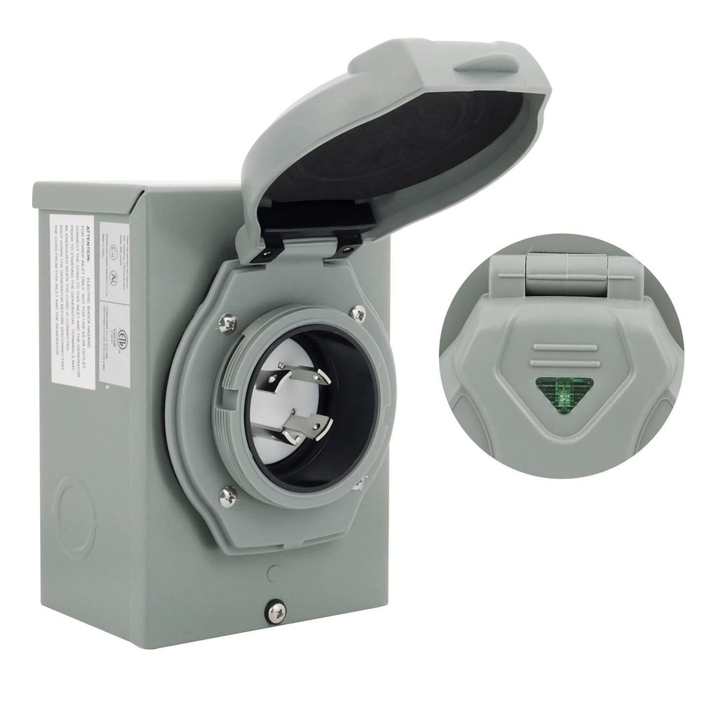 30 Amp Weatherproof Generator Power Inlet Box for RVs and Outdoor Use