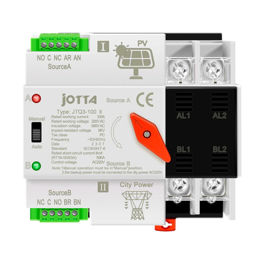 Automatic PV ATS Switch for Solar Inverter 2P 3P 4P 100A 220V Din Rail