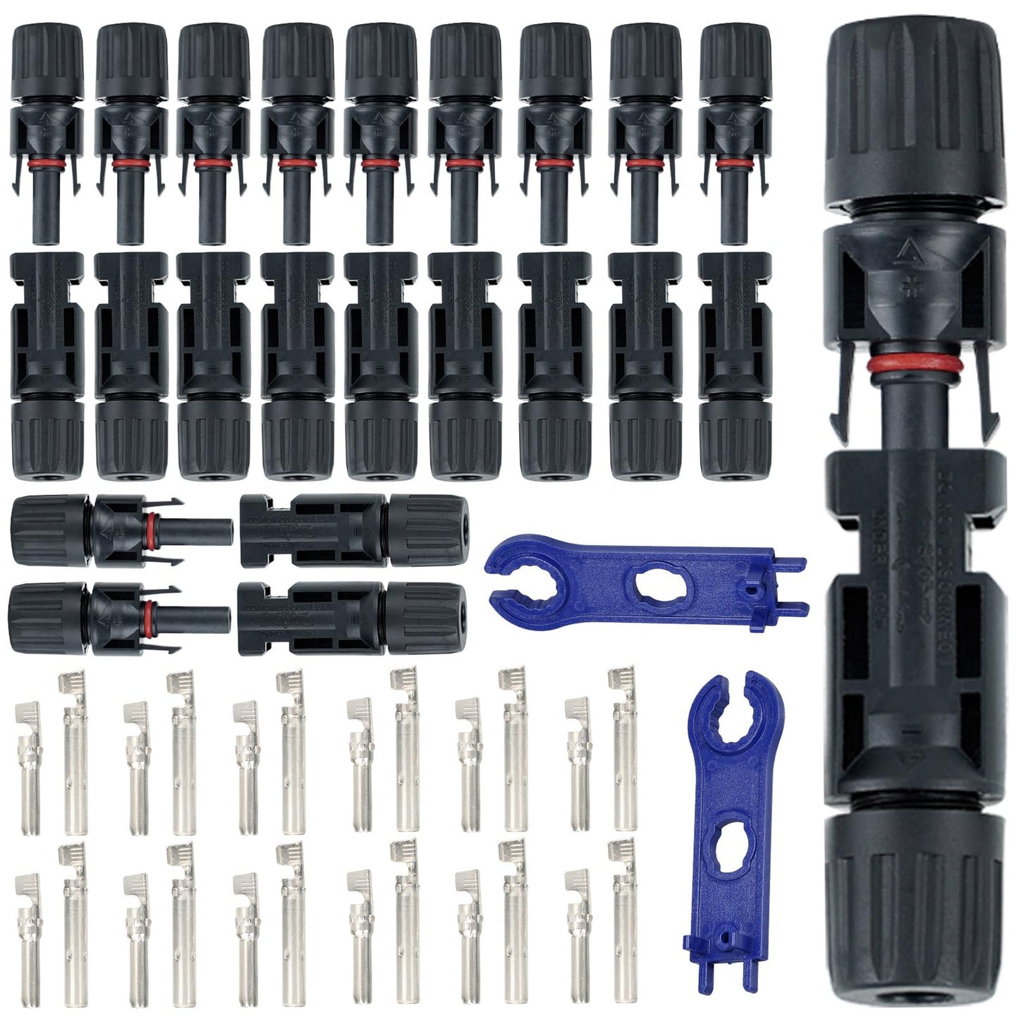 Solar Connector Kit for 2.5/4/6 mm Cables, IP67 Waterproof, 1000V 30A