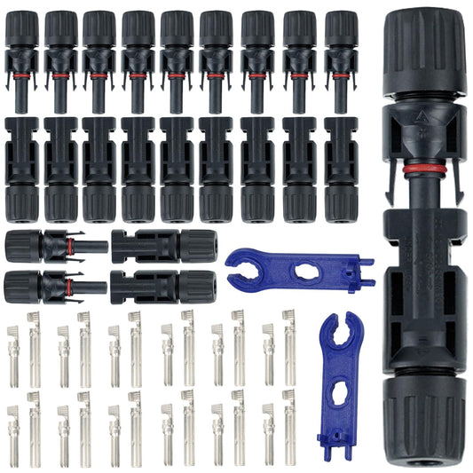 Solar Connector Kit for 2.5/4/6 mm Cables, IP67 Waterproof, 1000V 30A