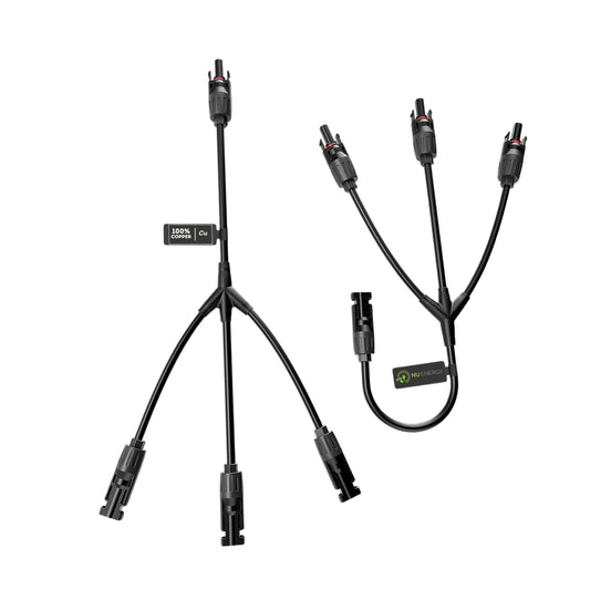 Solar Connector Y Branch Adapter Cable for 1 to 3 Panel Connections