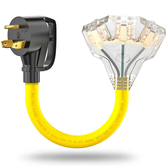 30 Amp to 15 Amp RV Power Adapter Cord for Household Outlets