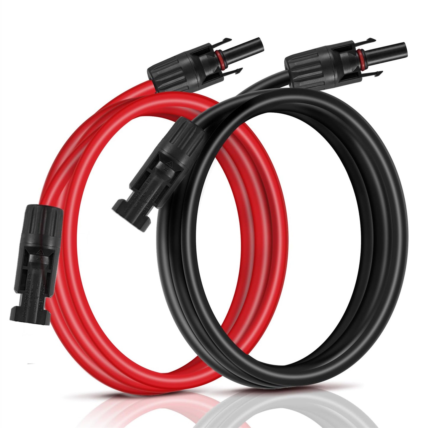 20 Feet 10AWG Solar Extension Cable with Dual Connectors Red Black