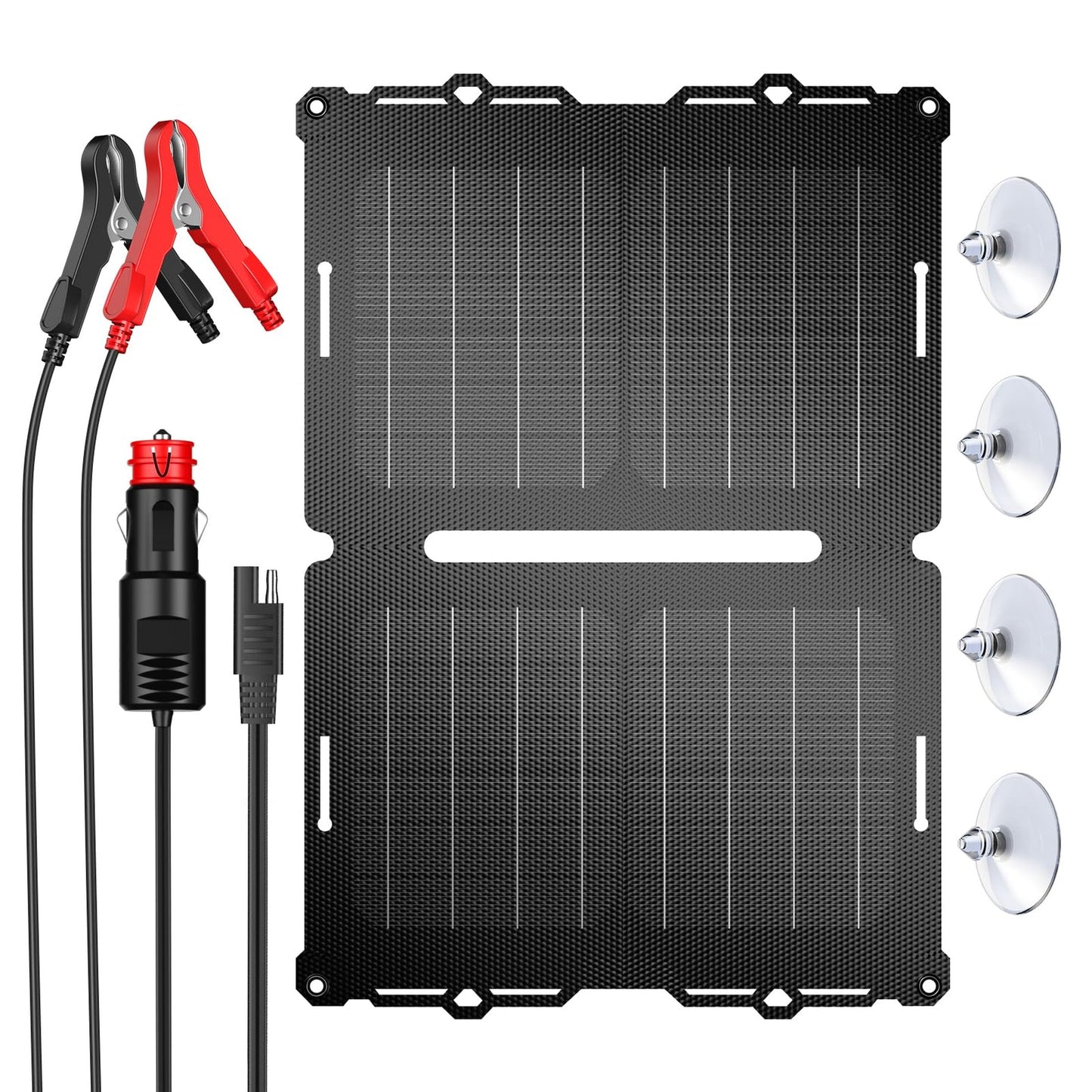25W 12V Solar Battery Charger for Car Boat RV with Alligator Clips