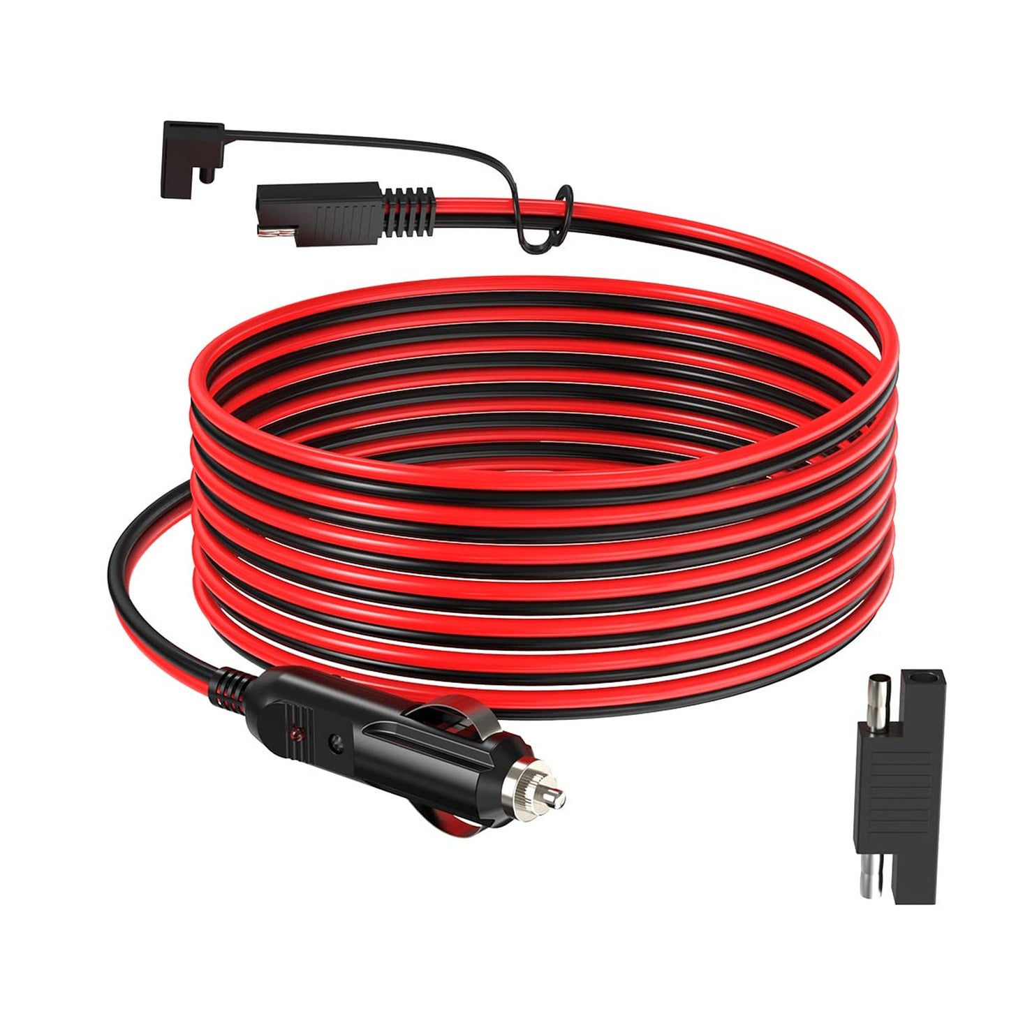 SAE to Cigarette Lighter Extension Cable with Polarity Reverse Adapter 10FT
