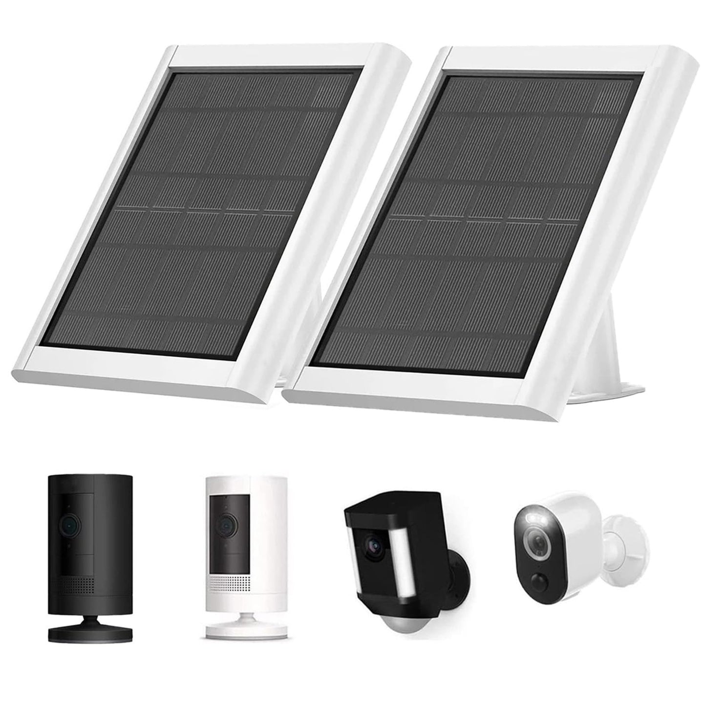White Solar Charger for Ring Stick Up Cam - 2 Pack 3W USB Panels