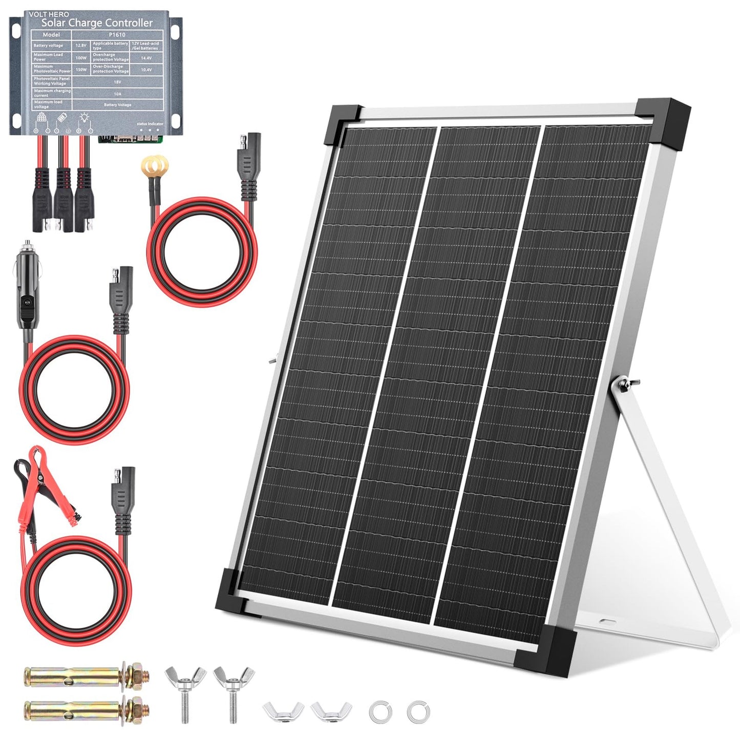 20W Solar Panel Charger Kit with Adjustable Mount for RVs and Boats