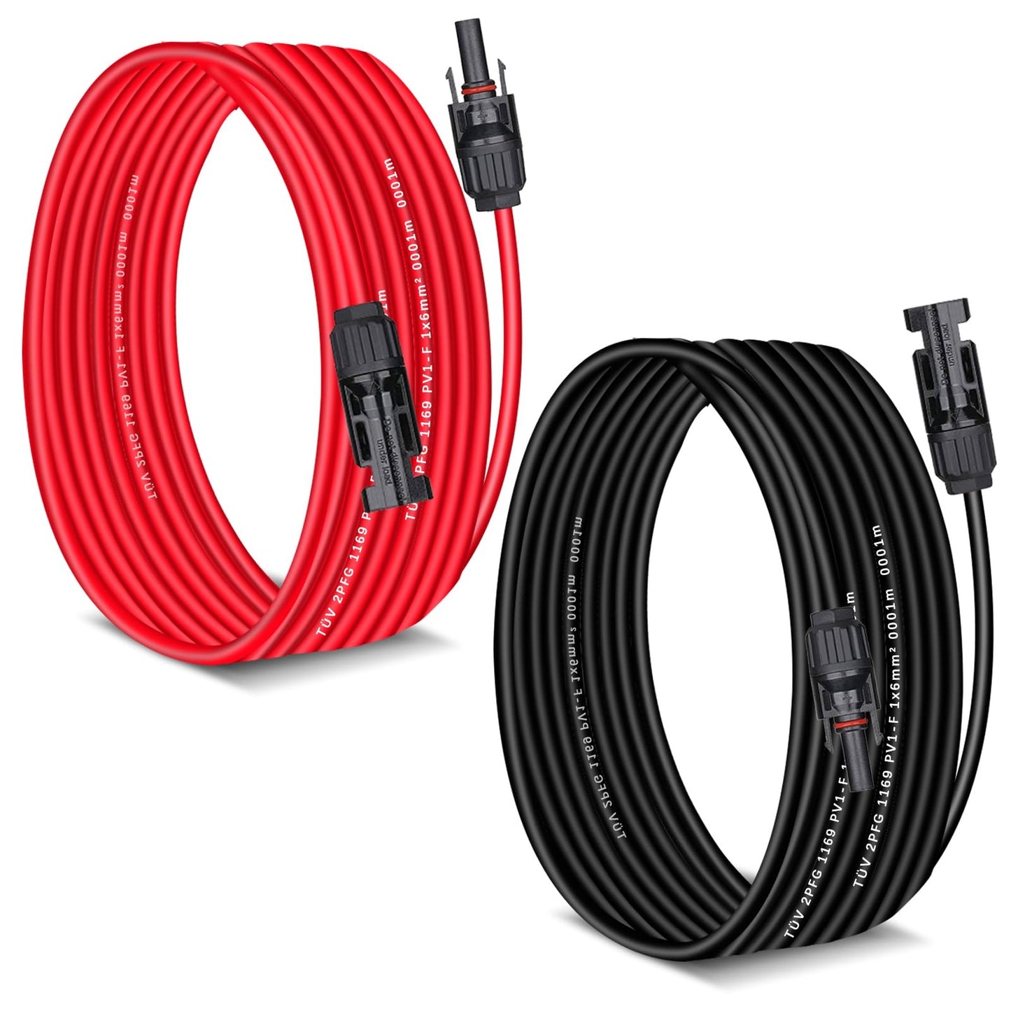 Solar Power 10 AWG Extension Cable 5 Feet with Connectors for Panels