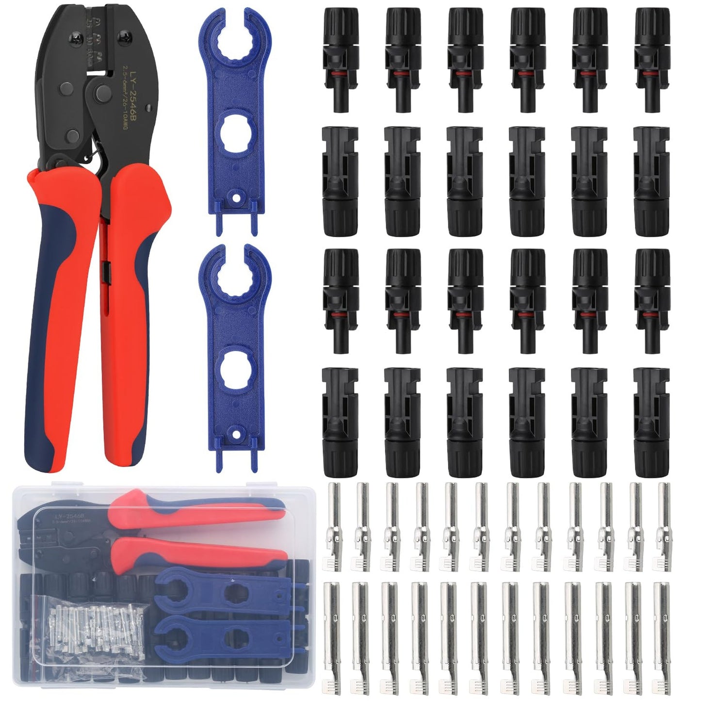 Solar Crimping Tool Kit with Connectors and Wrenches for Efficient Wiring