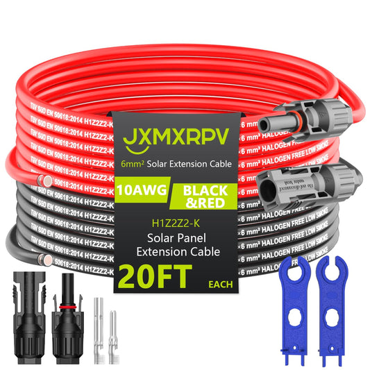 Weatherproof 20FT Solar Extension Cable Kit with Male and Female Connectors