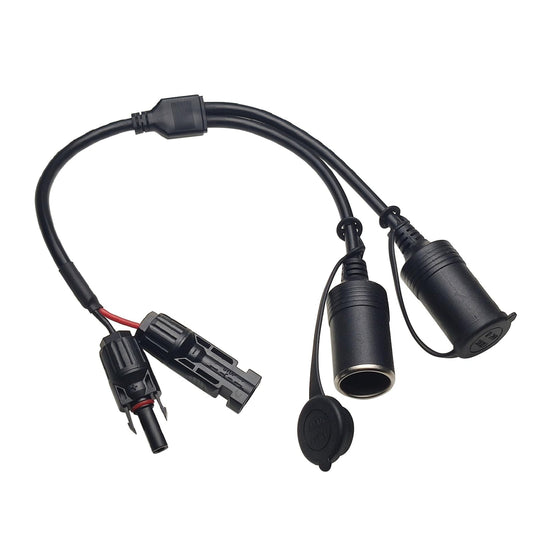 Solar Connector Extension Cable with Dual Socket for Portable Power Stations