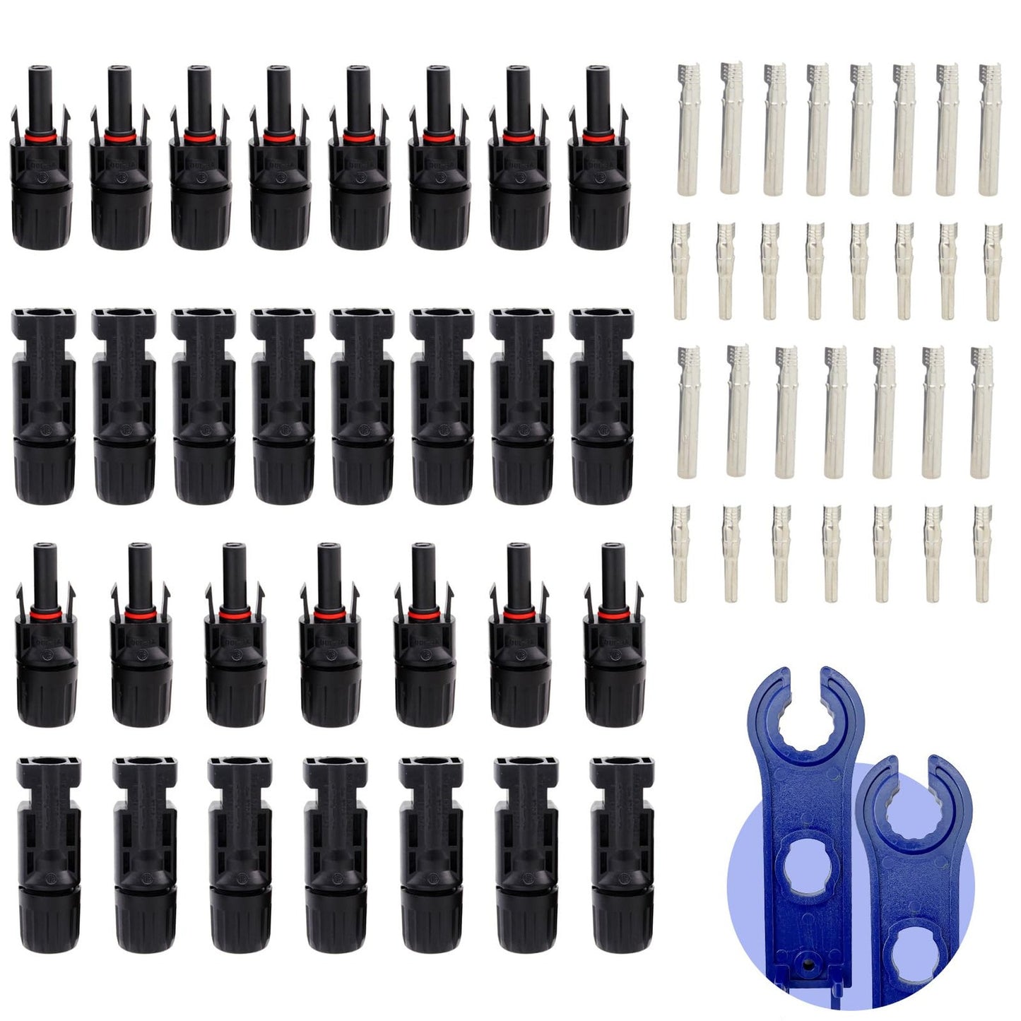 Efficient Solar Panel Connector Kit with Waterproof Spanners and 30 Connectors