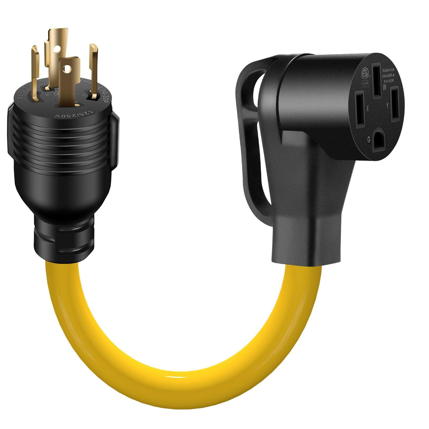 30 Amp to 50 Amp RV Generator Adapter Cord with Grip Handle 1.5FT