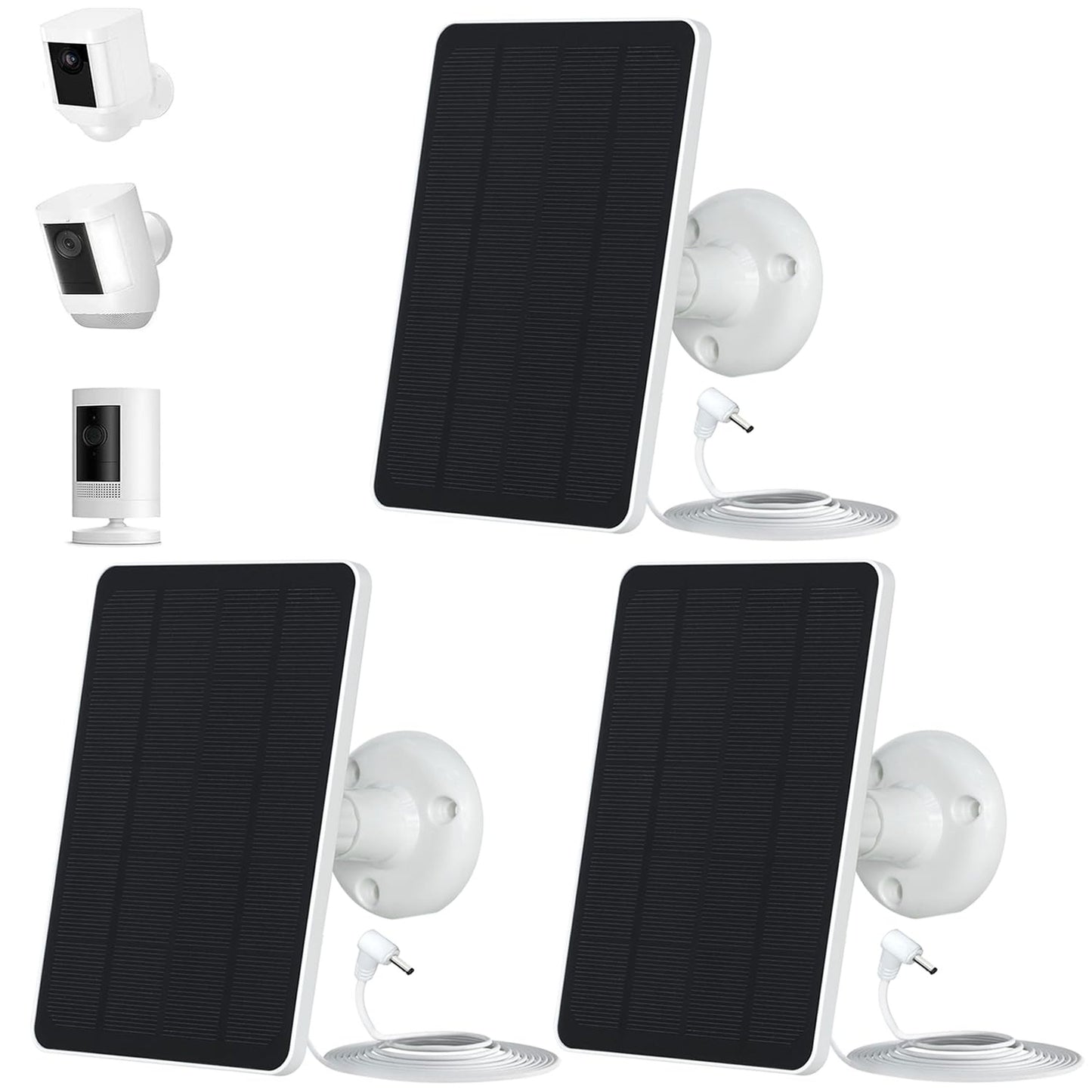 Versatile 3-Pack 5W Solar Panels for Security Cameras with Adjustable Mounts