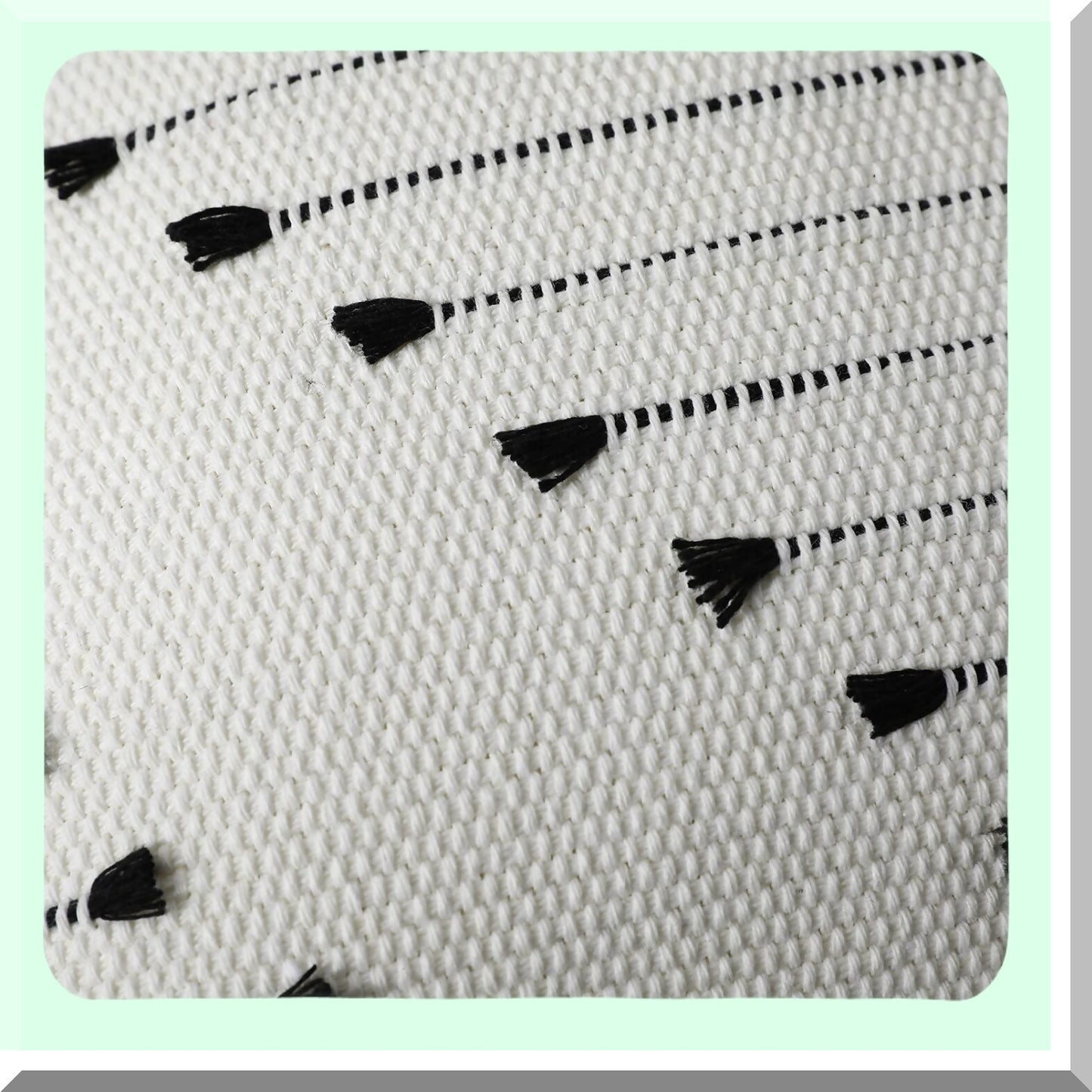 Boho Chic Tufted Pillowcase Set - 18x18 Inch Decorative Square Cushion Covers for Indoor Outdoor Living Room, Sofa, Car - Farmhouse Style Black & White