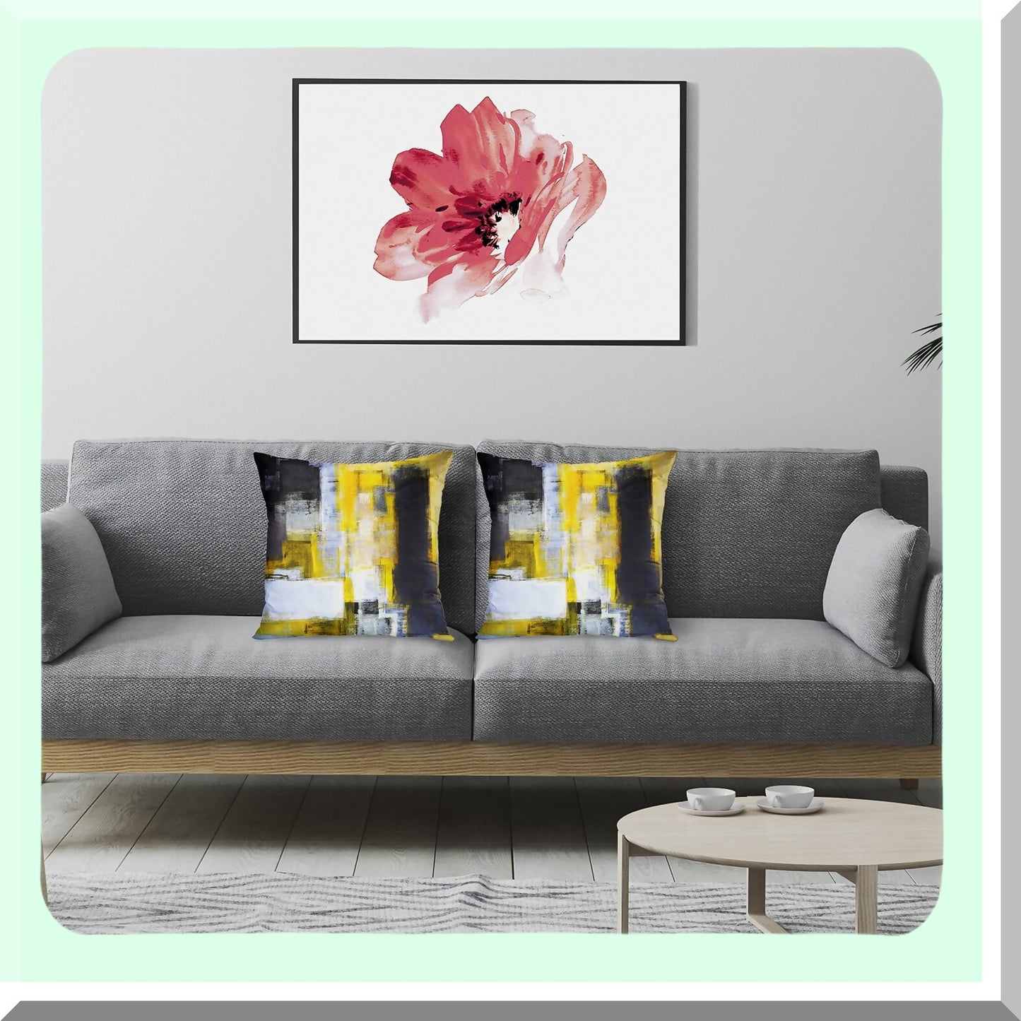 Abstract Fusion Pillow Covers - Set of 2 | Yellow White Black Decorative Cases | Modern Home Decor | Standard Square 18x18 Inches Pillowcases