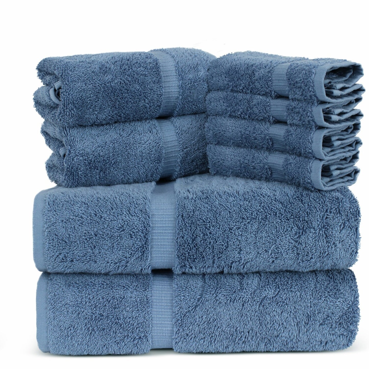 Turkish Cotton 8-Piece Towels Set Wedgewood