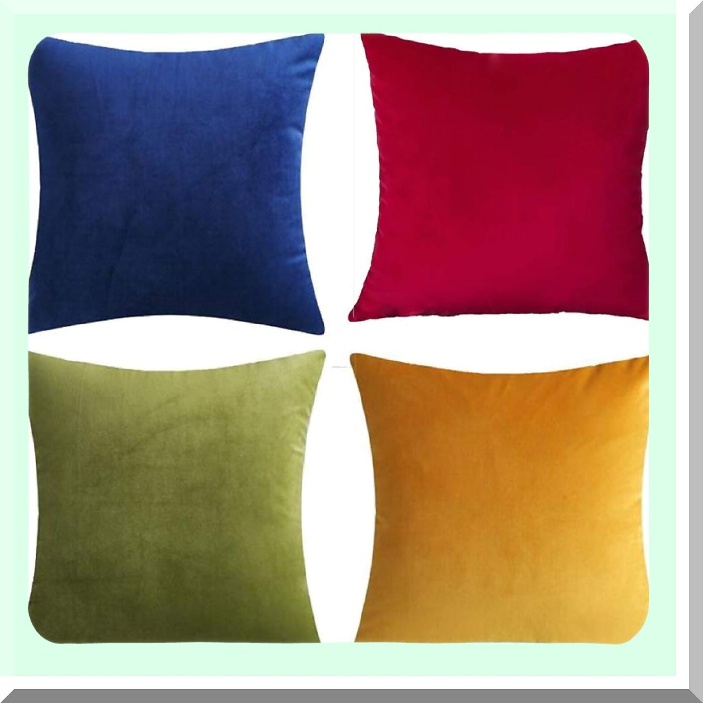 Luxury Velvet Cozy Throw Pillow Covers - Set of 4 Decorative Cushion Cases for Sofa, Living Room - Super Soft Comfortable Solid Colors - 18x18, 20x20 Square - Mixed Color Palette - 4 Piece Pack