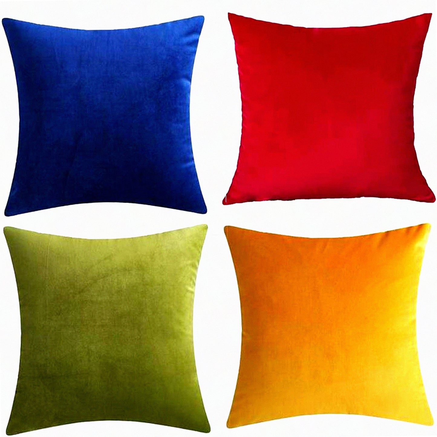 Luxury Velvet Cozy Throw Pillow Covers - Set of 4 Decorative Cushion Cases for Sofa, Living Room - Super Soft Comfortable Solid Colors - 18x18, 20x20 Square - Mixed Color Palette - 4 Piece Pack