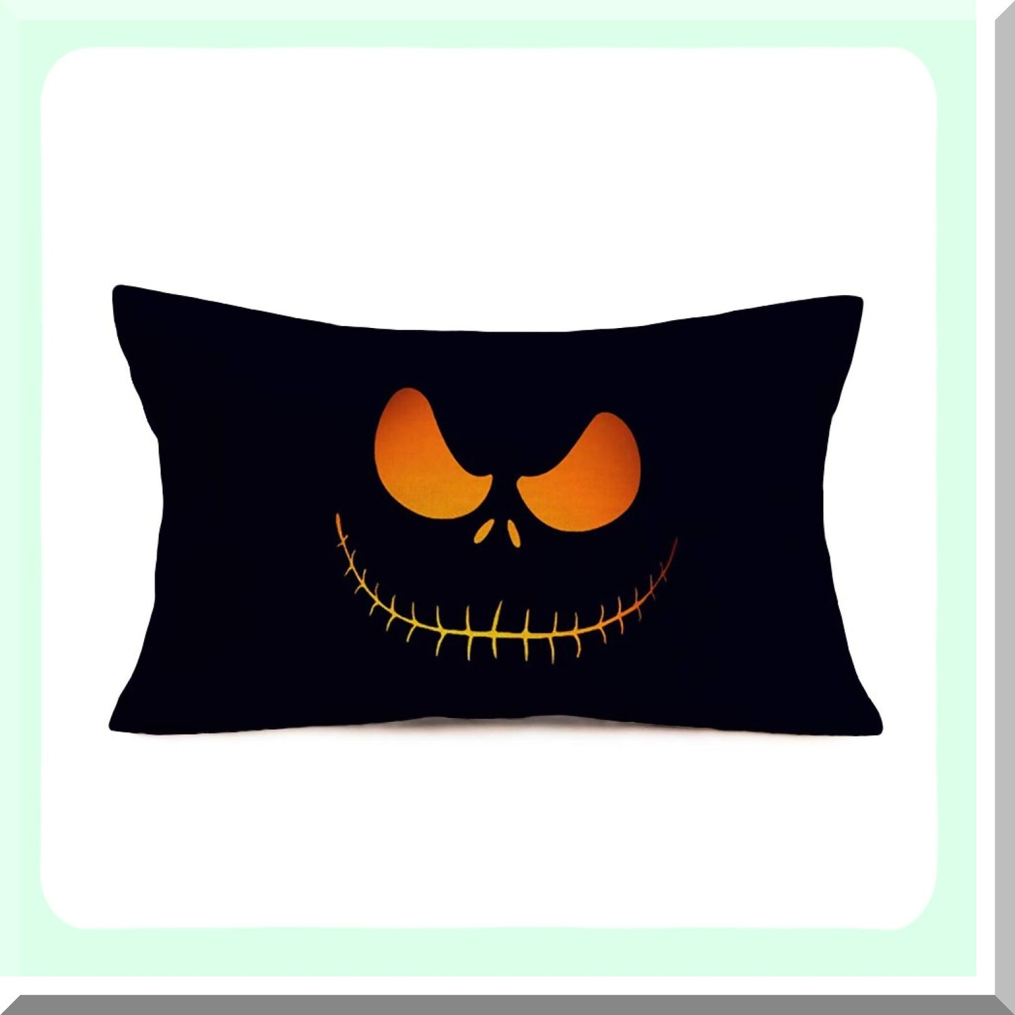 Horrific Pumpkin Black Background Decorative Pillow Cover - Cotton Linen Throw Cushion Case for Couch - Smilyard 12x20 Inch Lumbar Pillow