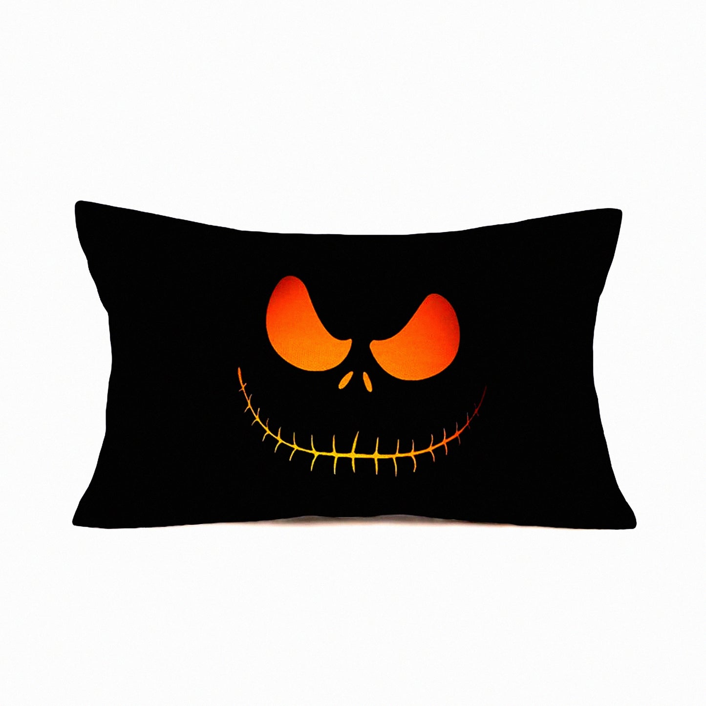 Horrific Pumpkin Black Background Decorative Pillow Cover - Cotton Linen Throw Cushion Case for Couch - Smilyard 12x20 Inch Lumbar Pillow