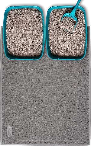 Large Gray Cat Litter Mat for Two Boxes