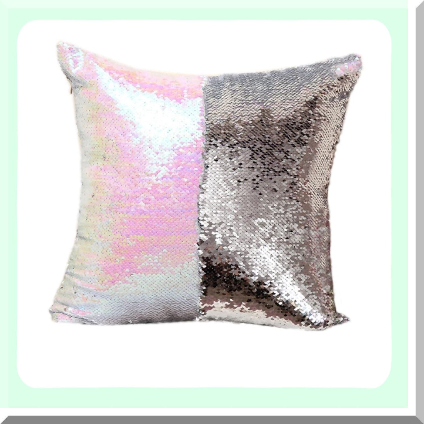 Rainbow Silver Reversible Sequin Pillowcase - Two-Tone Navy Blue Decorative Throw Cover for Sofas, Beds, Cars - Creative Color Change Design