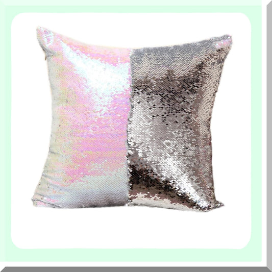 Rainbow Silver Reversible Sequin Pillowcase - Two-Tone Navy Blue Decorative Throw Cover for Sofas, Beds, Cars - Creative Color Change Design