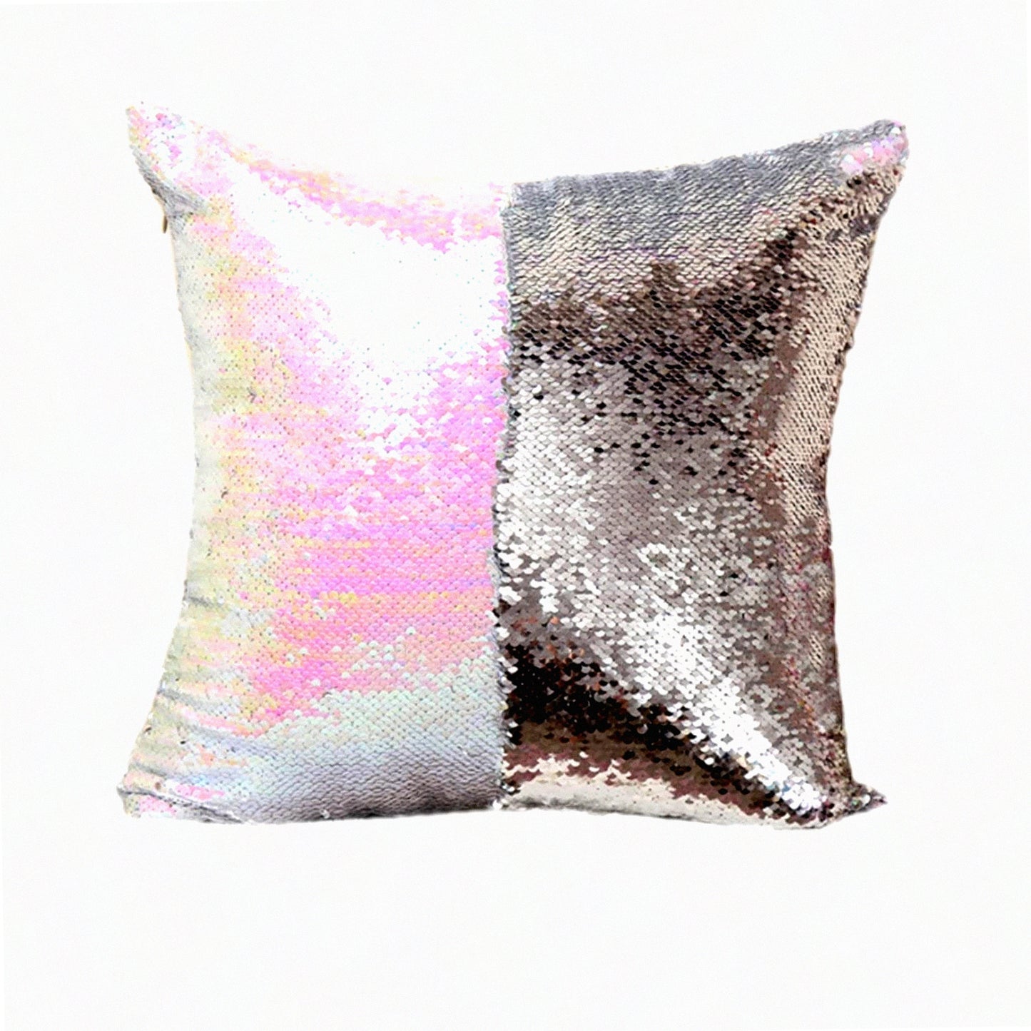 Rainbow Silver Reversible Sequin Pillowcase - Two-Tone Navy Blue Decorative Throw Cover for Sofas, Beds, Cars - Creative Color Change Design