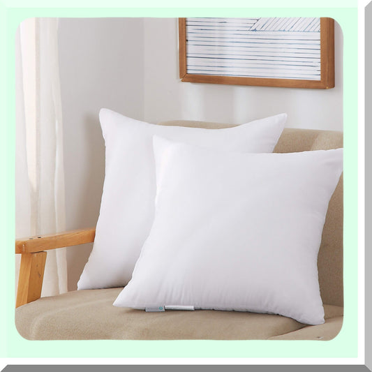 SoftSquare Pillow Inserts - Hypoallergenic Polyester Stuffer for Couch, Washable Cushion Filler - 20'' Euro Sham, White (2 Pack)