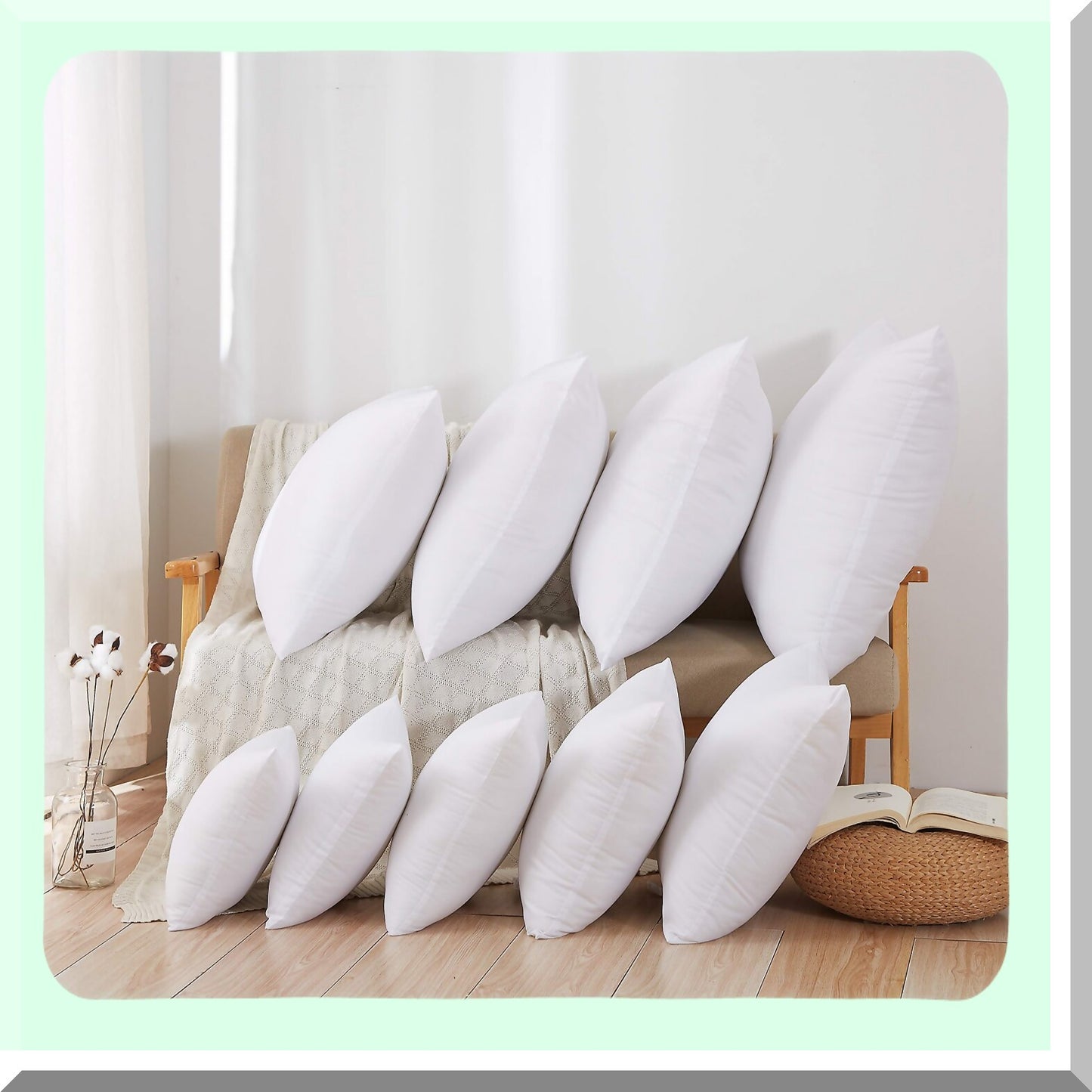 SoftSquare Pillow Inserts - Hypoallergenic Polyester Stuffer for Couch, Washable Cushion Filler - 20'' Euro Sham, White (2 Pack)