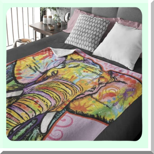 Vibrant Elephant Fleece Blanket - Super Soft Plush Throw for Bed, Women, Men, and Kids - 50" x 60" - Perfect for Elephant Lovers"