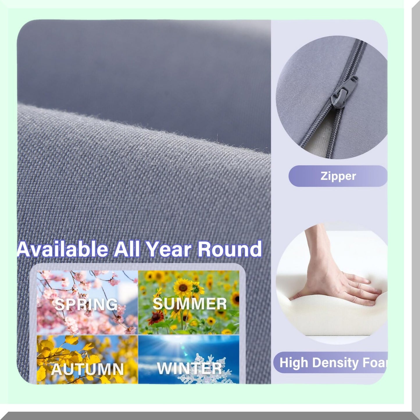 Big Pocket GapGuard Queen Size Bed Wedge Pillow - Headboard Mattress Filler - Triangle Bolster Pillow - Close The Gap 0-6" - Grey