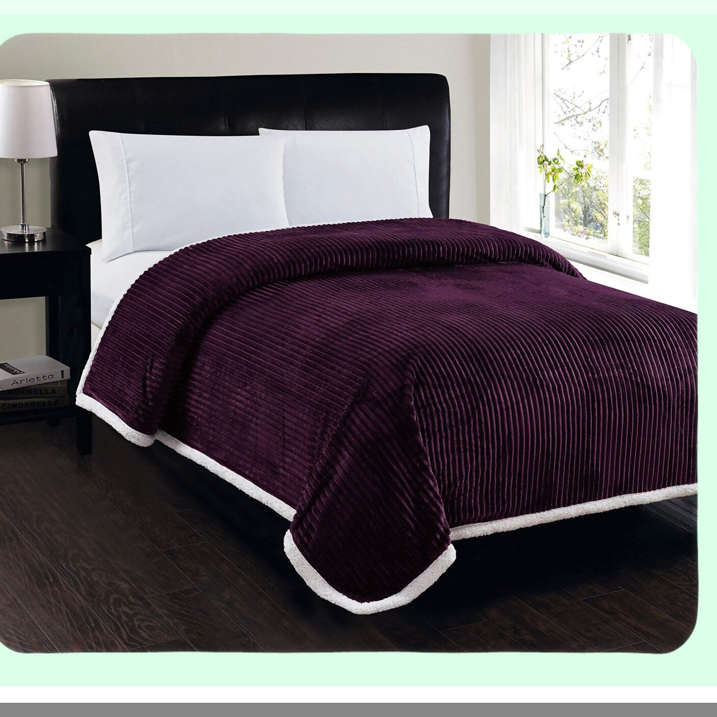 UltraSoft Luxury Micro-Sherpa Heavyweight Stripe Blanket - Plush Comfort in Calming Purple