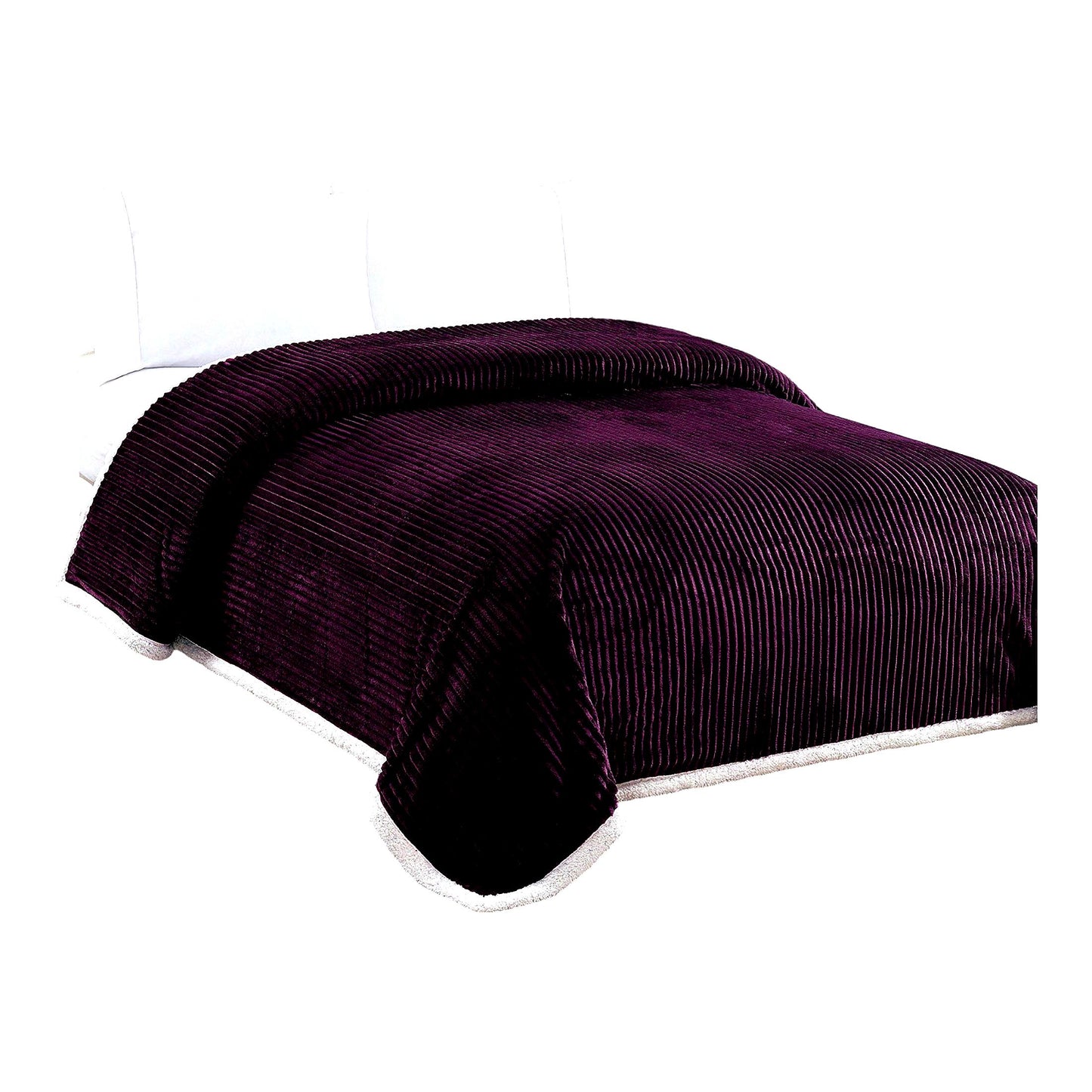 UltraSoft Luxury Micro-Sherpa Heavyweight Stripe Blanket - Plush Comfort in Calming Purple