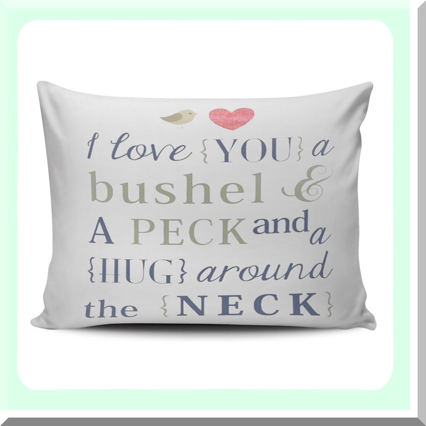 Love Nest Decorative Pillow Cover - Grey Cute Custom I Love You Design - Zippered Throw Pillowcase - 12x16 Inches - Bushel & Peck Theme