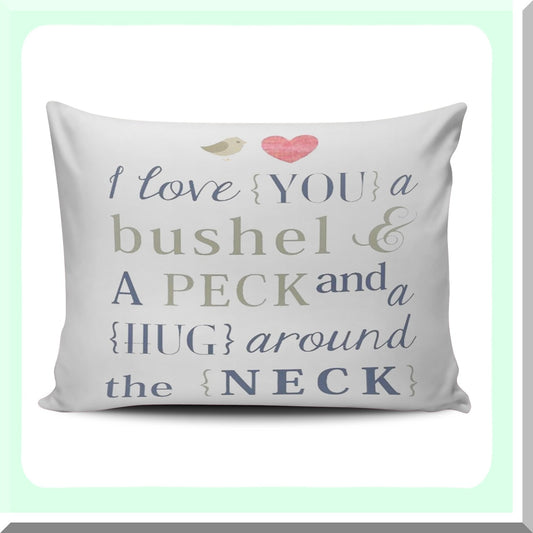 Love Nest Decorative Pillow Cover - Grey Cute Custom I Love You Design - Zippered Throw Pillowcase - 12x16 Inches - Bushel & Peck Theme