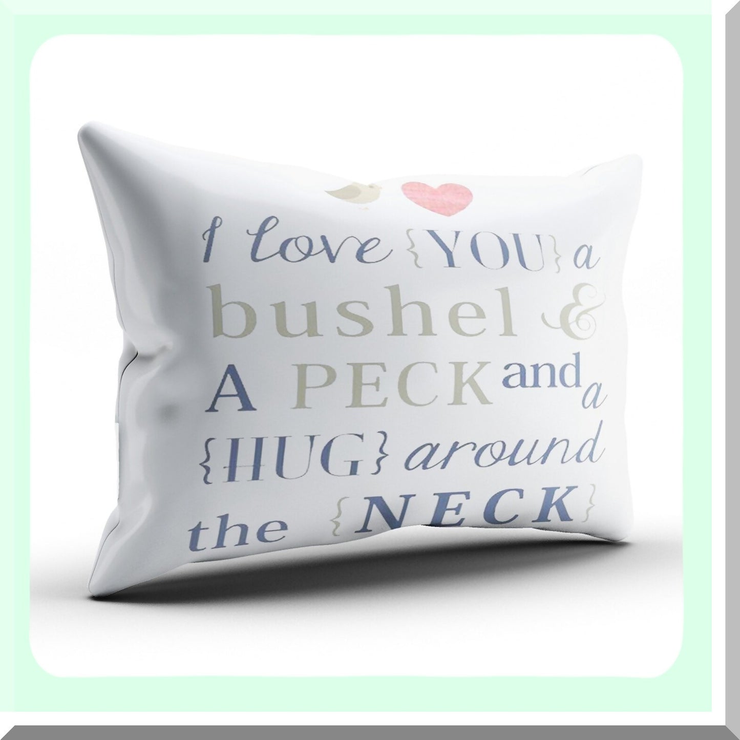 Love Nest Decorative Pillow Cover - Grey Cute Custom I Love You Design - Zippered Throw Pillowcase - 12x16 Inches - Bushel & Peck Theme