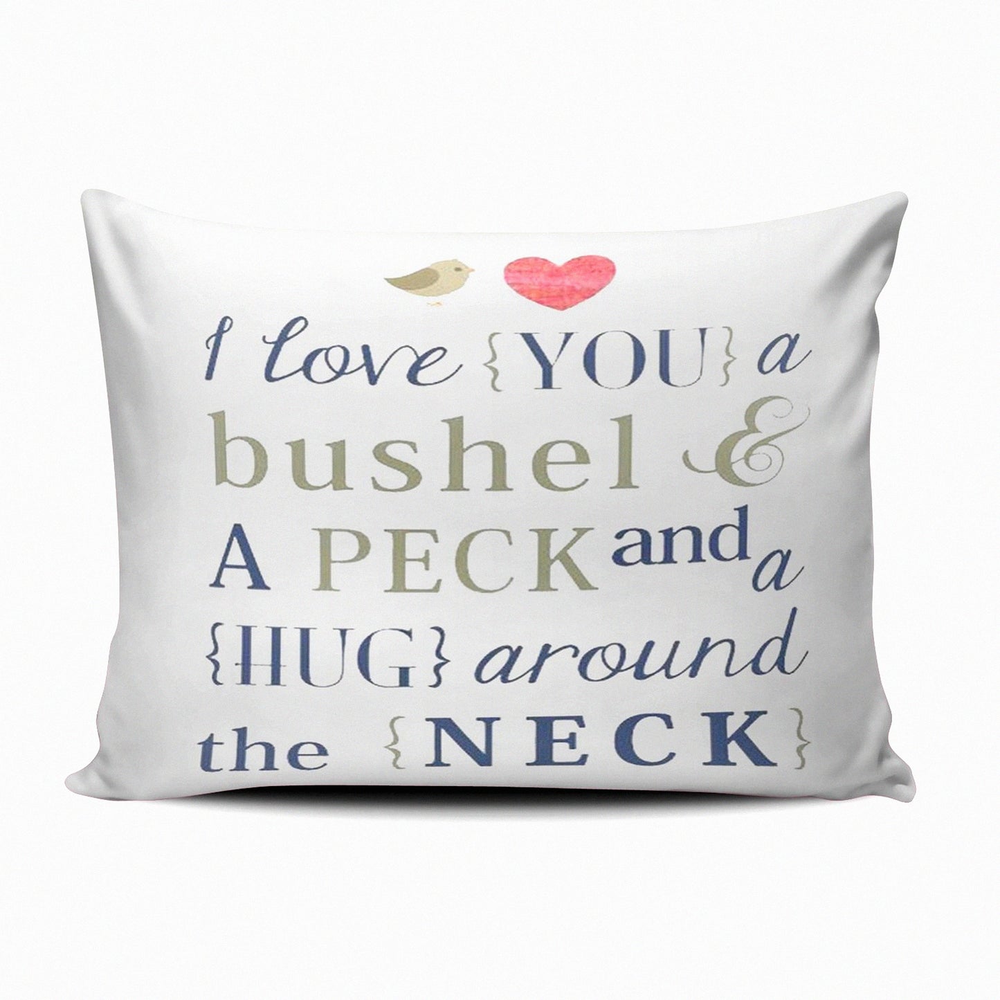 Love Nest Decorative Pillow Cover - Grey Cute Custom I Love You Design - Zippered Throw Pillowcase - 12x16 Inches - Bushel & Peck Theme