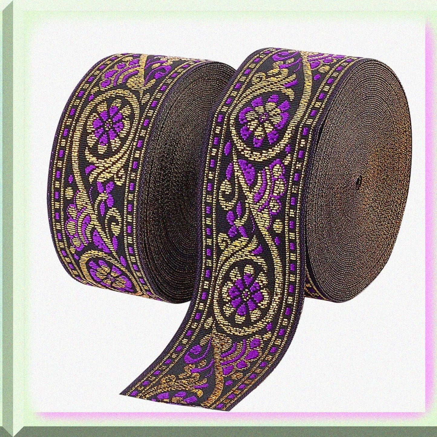 1.3 Inch Jacquard Ribbon 7.6 Yards Blue Violet