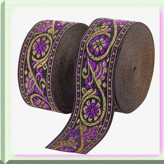 1.3 Inch Jacquard Ribbon 7.6 Yards Blue Violet