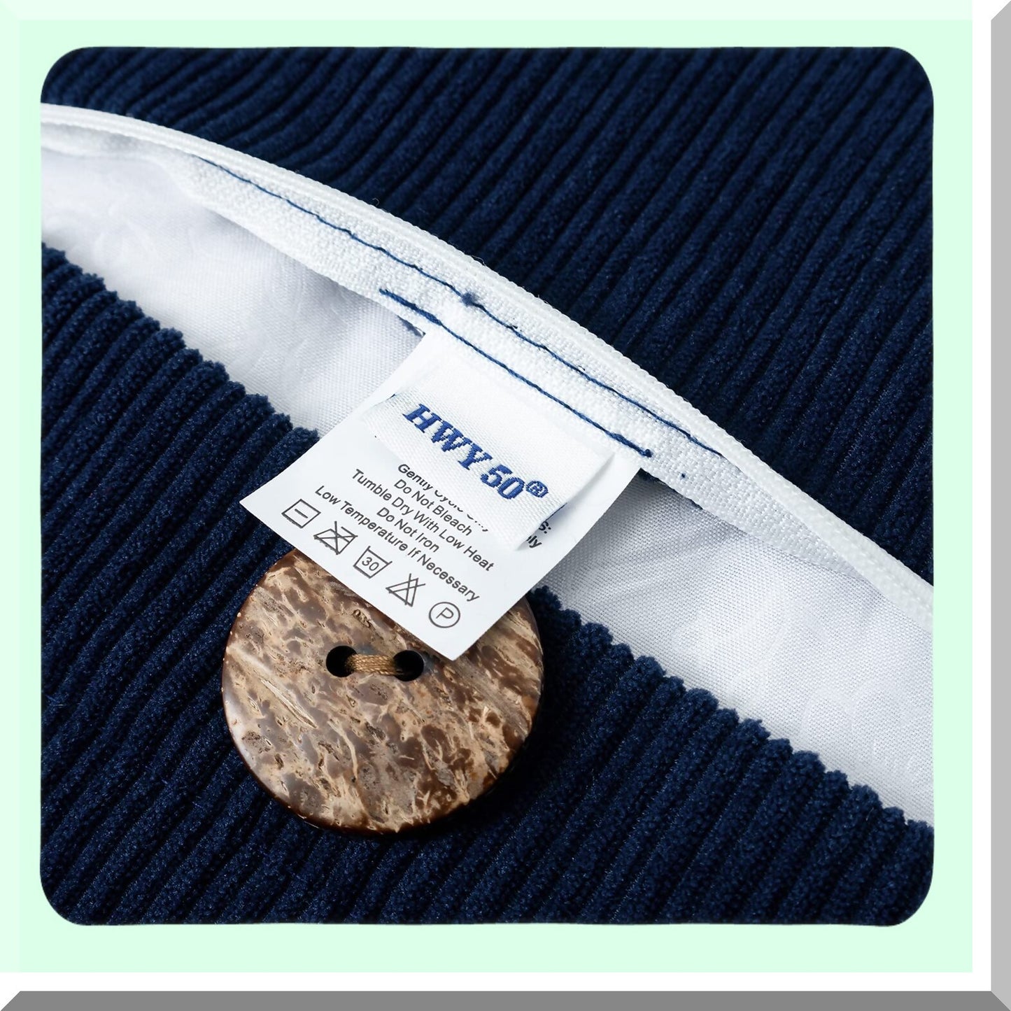 Chenille Navy Blue Throw Pillow Covers - Soft Farmhouse Cushions with Triple Buttons - Set of 2 - 18x18 Inch for Couch Sofa Bed Living Room