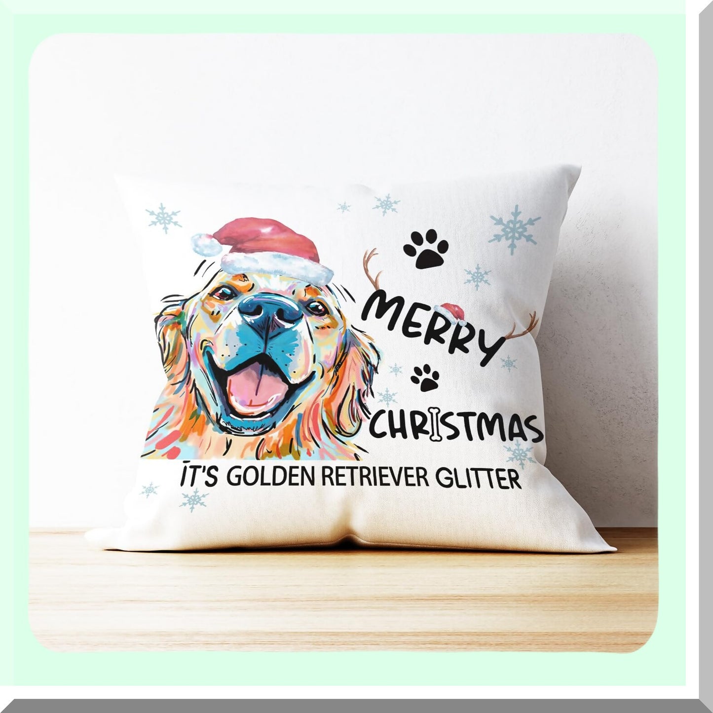 Golden Glitter Retriever Pillow Covers - 18x18 Decorations & Gifts - Merry Throw Pillow Covers for Golden Retriever Lovers - Sparkling Home Decor