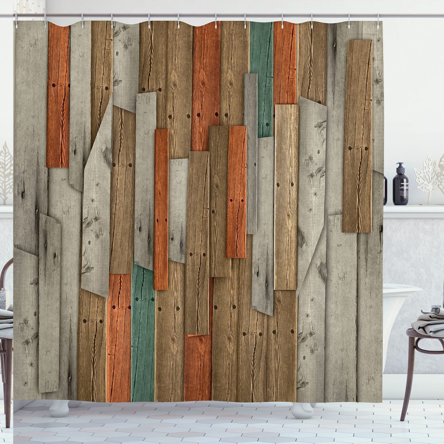 Rustic Shower Curtain 69x70 Inches with Hooks