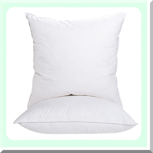 Luxury Plush Pillow Set - 16x16 Inch Indoor Decorative Sofa Cushions - Soft Down Bed Pillows for Couch - Set of 2 Cozy Inserts