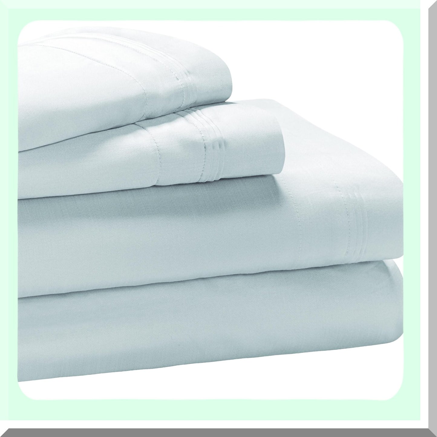 Luxury Cotton 1000 Thread Count Deep Pocket Sheet Set - California Baby Blue - Includes Fitted Sheet, Flat Sheet, Pillowcases - Bedding Essentials