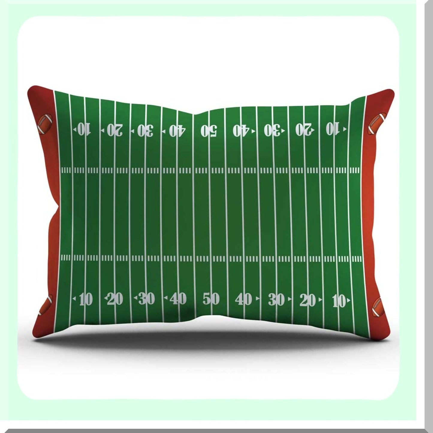 Touchdown Field Decorative Pillow Cover - Sports Theme Cotton Linen Cushion Case 12X20 Inches - Football Field Design for Home Decor
